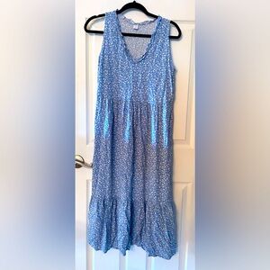 Old Navy Blue and White Floral Sleeveless Midi Dress Small